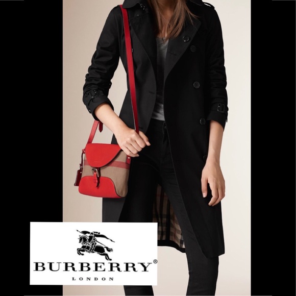 BURBERRY Red Henham House Check Canvas Crossbody - Picture 1 of 8